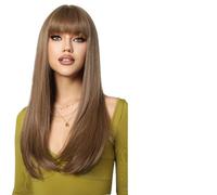 Parrucca Donna Parrucche marroni Parrucca lunga diritta con frangia Parte centrale quotidiana marrone Resistente al calore(LC2163-7)