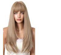 Parrucca Donna Parrucche marroni Parrucca lunga diritta con frangia Parte centrale quotidiana marrone Resistente al calore(LC2163-3)