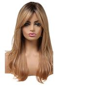 Parrucca Donna Parrucche marroni Parrucca lunga diritta con frangia Parte centrale quotidiana marrone Resistente al calore(Lc6140-1)