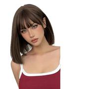 Parrucca Donna Parrucche Ombre da blu chiaro a bianco Parrucca corta diritta con frangia for la festa donna quotidiana(WL1148-1)