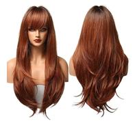 Parrucca Donna Parrucche ondulate lunghe bionde castano chiaro cenere con frangia for capelli da festa quotidiane for le donne(LC015-1)