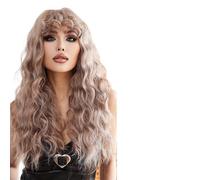 Parrucca Donna Parrucche ondulate lunghe con frangia riccia ricci marroni for donne che cercano parrucche for capelli for parrucca quotidiana(LC1071-2)