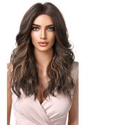 Parrucca Donna Parrucche ondulate lunghe for capelli ondulati con radici bianche bionde marroni for le donne Parte centrale(LC1035-1)