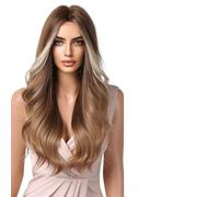 Parrucca Donna Parrucche ondulate lunghe for capelli ondulati con radici bianche bionde marroni for le donne Parte centrale(LC1034-1)