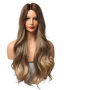 Parrucca Donna Parrucche ondulate lunghe for capelli ondulati con radici bianche bionde marroni for le donne Parte centrale(Lc5307-1)