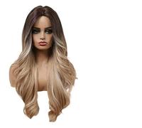Parrucca Donna Parrucche ricce scure a radice scura da donna ondulate lunghe bionde Ombre Parte centrale for parrucche quotidiane(LC033-1)