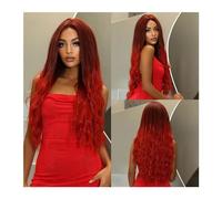 Parrucca Donna Parrucche sintetiche arancioni lunghe a onda naturale con frangia piena for le donne nere Parrucche cosplay quotidiane di Halloween Fibra resistente al calore dei capelli Parrucca Natur
