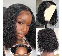 Parrucca Donna Ricci Short Bob Human Hair Wig for Women 5x5 Deep Curly Lace Wigs Human Hair Glueless Wig Pre Plucked Natural Hairline with Baby Hair Brazilian Real Virgin Lace Wigs 12 Pollici