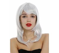 Parrucca Donna Spalla Lunga Media Scalata Liscia Grigia Bianco Grigio