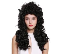 WIG ME UP - B17-2P-B-2 Parrucca Donna Uomo Barocco Rinascimento Re Nobiluomo Lunga Ricci Nero