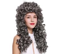 WIG ME UP - B17-2P-B-44 Parrucca Donna Uomo Barocco Rinascimento Re Nobiluomo Lunga Ricci Grigio scuro