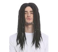 Parrucca Donna Uomo Carnevale Dreadlocks Rasta Reggae Rastafari Nero Lungo