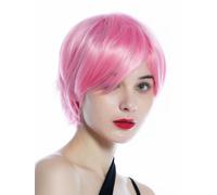 Parrucca Donna Uomo Corto Liscio Riga Rosa Cosplay Parrucca Unisex