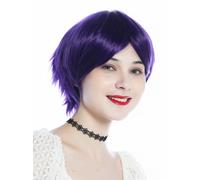 Parrucca Donna Uomo Unisex Corto Liscio Parte Scura Viola Mix Cosplay