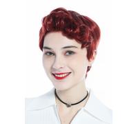 WIG ME UP-DW3333-350 Parrucca Donna Uomo Unisex Corta Liscia Ciuffo riccio Rosso ramato scuro