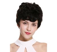Parrucca Donna Uomo Veri Corto Ondulato Alla Moda Suono Naturale Ungefärbt Scuro