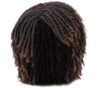 Parrucca dreadlock corta, parrucche a torsione, parrucca afro naturale e spessa da 6 pollici con pilamoria traspirante con parrucca riccia sintetica facile da abbinare per quotidianamente, festa,