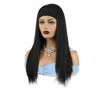 Parrucca dritta con fascia, parrucche senza colla, da indossare a metà e da portare, for donne nere, dall'aspetto naturale come capelli umani sintetici, for l'uso quotidiano alle feste(16inch)