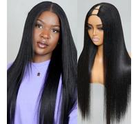 Parrucca dritta con parte a V Parrucca con capelli umani a forma di V Parrucca con parte a U senza cuciture con clip in mezza parrucca pronta da indossare Go-20 pollici-150%