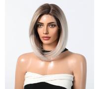 Parrucca Dritta Corta con Inizio Al Centro per Le Donne Fronte Del Pizzo Naturale Gradiente, 14 Pollici