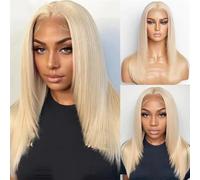 Parrucca dritta da donna con taglio a strati parrucca frontale in pizzo resistente al calore per uso quotidiano parrucche sintetiche biondo chiaro 61 cm davanti in pizzo