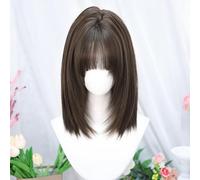 Parrucca Dritta Di Media Lunghezza Da Donna Parrucca Lolita Kawaii Con Frangia Capelli Sintetici Resistenti Al Calore Per La Festa Di Natale Di Halloween (Brown)