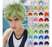 Parrucca dritta universale a strati corti e soffici con diverse opzioni di colore, parrucche sintetiche resistenti al calore, parrucca da cosplay unisex versatile con frangia, dall'aspetto naturale, a