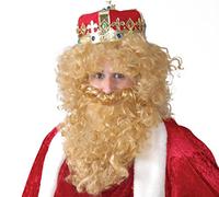 Parrucca e barba bionda per travestimento re sovrano magio