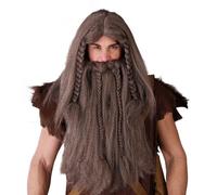 Parrucca e barba vikingo con treccine