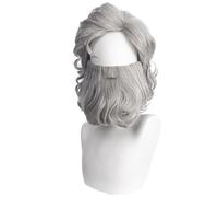 Parrucca e set barba da Babbo Natale Parrucca baffi Grigi Costume natalizio Clausole grigie Capelli con barba Regali Natale Clausole cosplay Set costumi