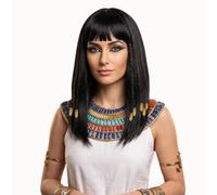 Parrucca egiziana da 40 cm, Cleopatra, con trecce e perline decorative dorate, per Carnevale, Halloween e feste in costume, per adulti