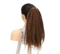 Parrucca, elastico, coda di cavallo, sintetico sintetico, capelli ricci estesi da donna, coda di cavallo avvolta(Light brown)