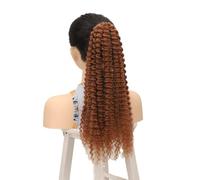Parrucca, elastico, coda di cavallo, sintetico sintetico, capelli ricci estesi da donna, coda di cavallo avvolta(Red yellow)