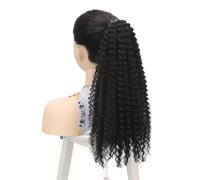 Parrucca, elastico, coda di cavallo, sintetico sintetico, capelli ricci estesi da donna, coda di cavallo avvolta(Black)
