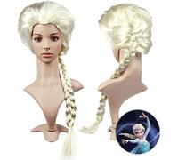 Parrucca Elsa Frozen donna adulti principessa lunga bionda lisci treccia 70 cm