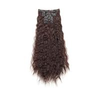 Parrucca estensioni naturali dei capelli ricci con clip for donna | Set da 4 pezzi dritto senza cuciture senza nodi senza spargimento Da indossare tutti i giorni e for le feste(E)
