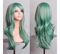 Parrucca Europea E Americana, Grandi Capelli Ricci Lunghi Ondulati, Cos Anime, Parrucca Lunga In Fibra Chimica Da 70 Cm, Verde Scuro