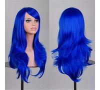 Parrucca Europea E Americana, Grandi Capelli Ricci Lunghi Ondulati, Cos Anime, Parrucca Lunga In Fibra Chimica Da 70 Cm, Blu Scuro