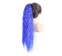 Parrucca Extension for coda di cavallo in capelli sintetici, colore ombré, lunghi ricci e ondulati, coulisse Naturale(A)