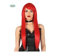 Parrucca Fashion Rossa Lunga Con Frangia Accessori Carnevale Donna