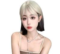 Parrucca Femminile Capelli Corti Capelli Lisci Bionda Sfumata Nera Dolce Naturale Copertura Completa Della Testa