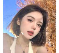 Parrucca Femminile Castano Freddo Capelli Corti Con Frangia Divisa In Mezzo Che Riduce L'Età Naturale Bob Estivo Stile Fascia Per Capelli