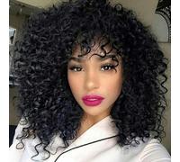 Parrucca Femminile In Fibra Chimica Con Capelli Ricci Neri Africani Europei E Americani
