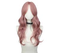 Parrucca for capelli ricci con frangia lunga rosa da 60 cm/23,6 pollici, parrucca a mezza coda alta for cosplay fai da te Lolita Dress Uso quotidiano Festa
