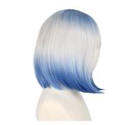 Parrucca for capelli sintetici corti diritti sfumati blu e bianco da 1 pezzo for le donne in costume festa in stile Bob