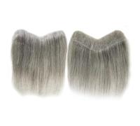 Parrucca for capelli umani grigi da uomo con passante a V in PU, attaccatura dei capelli, sostituzione dei capelli Remy, pezzo for capelli lisci Hair Pieces Replacement(2X16cm)
