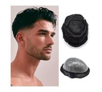 Parrucca For Uomo Con Capelli Umani, Sistema Di Sostituzione Durevole, 0,1-0,12 Mm, Sottile, Trasparente, Iniettata In PU, Maschile Attaccatura Capelli Sottile(6"x8")
