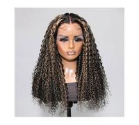 Parrucca frontale in pizzo 13x4 riccia con riflessi biondi Piano Frontale 130% Densità Capelli ombré precolorati Topper per Capelli da Donna(18inches 1PC)