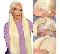 Parrucca frontale in pizzo 613 - Parrucca bionda pre-pizzicata con capelli umani, densità 180%, parrucca frontale in pizzo HD 13x6 senza colla, con capelli da bambino, 50 cm