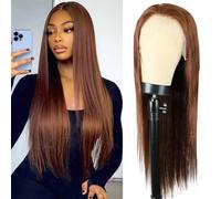 Parrucca frontale in pizzo castano cioccolato 13 × 6 capelli umani da 61 cm